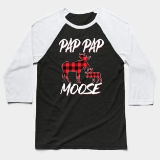 Red Plaid Pap Pap Moose Matching Family Pajama Christmas Gift Baseball T-Shirt